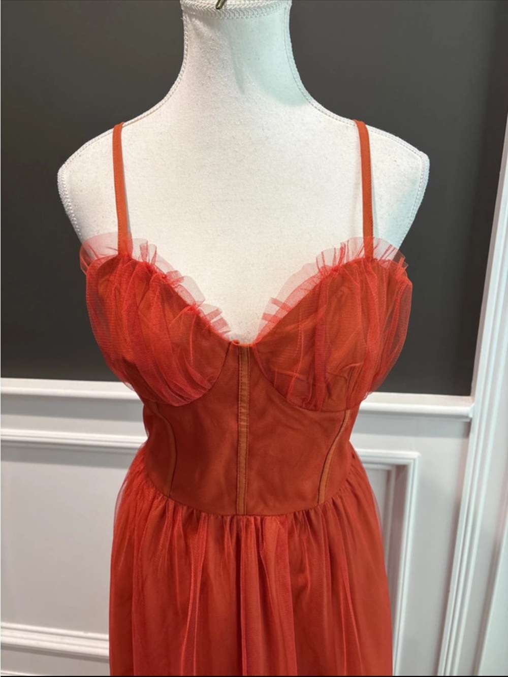 Terracotta/rust Fairycore Tulle Bustier Maxi Dress - Picture 5 of 12